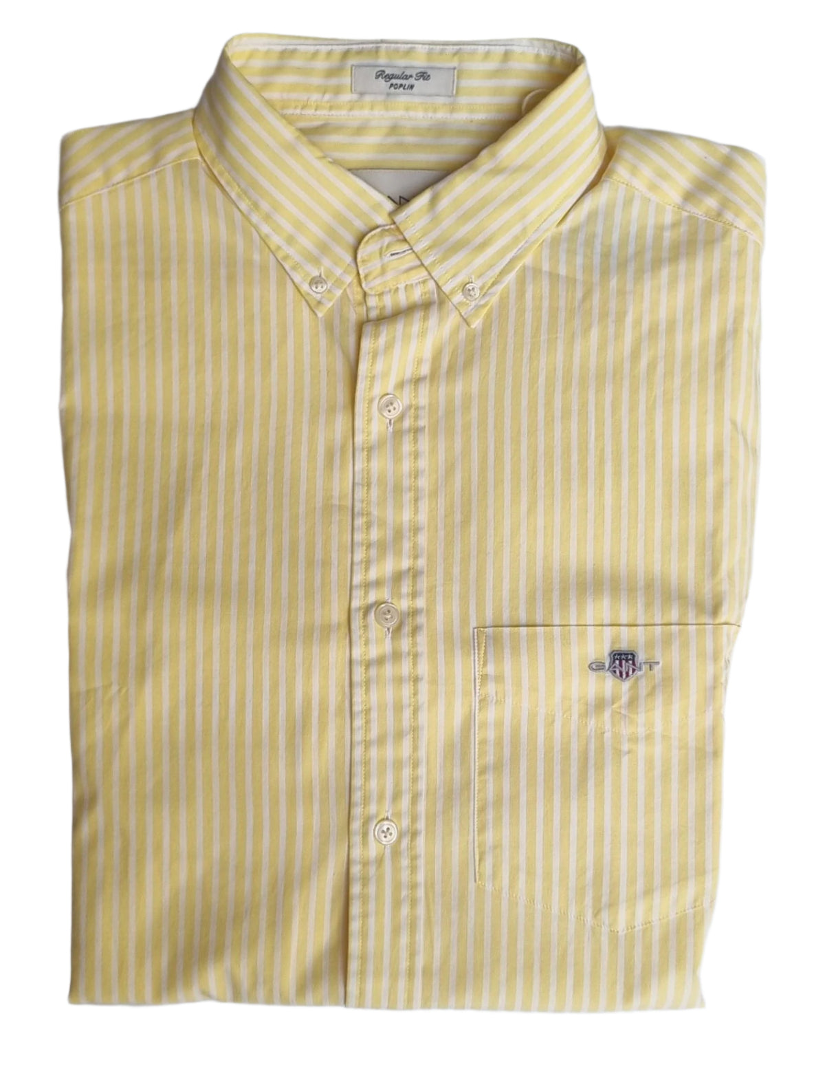 Yellow striped shirt on a light gray background