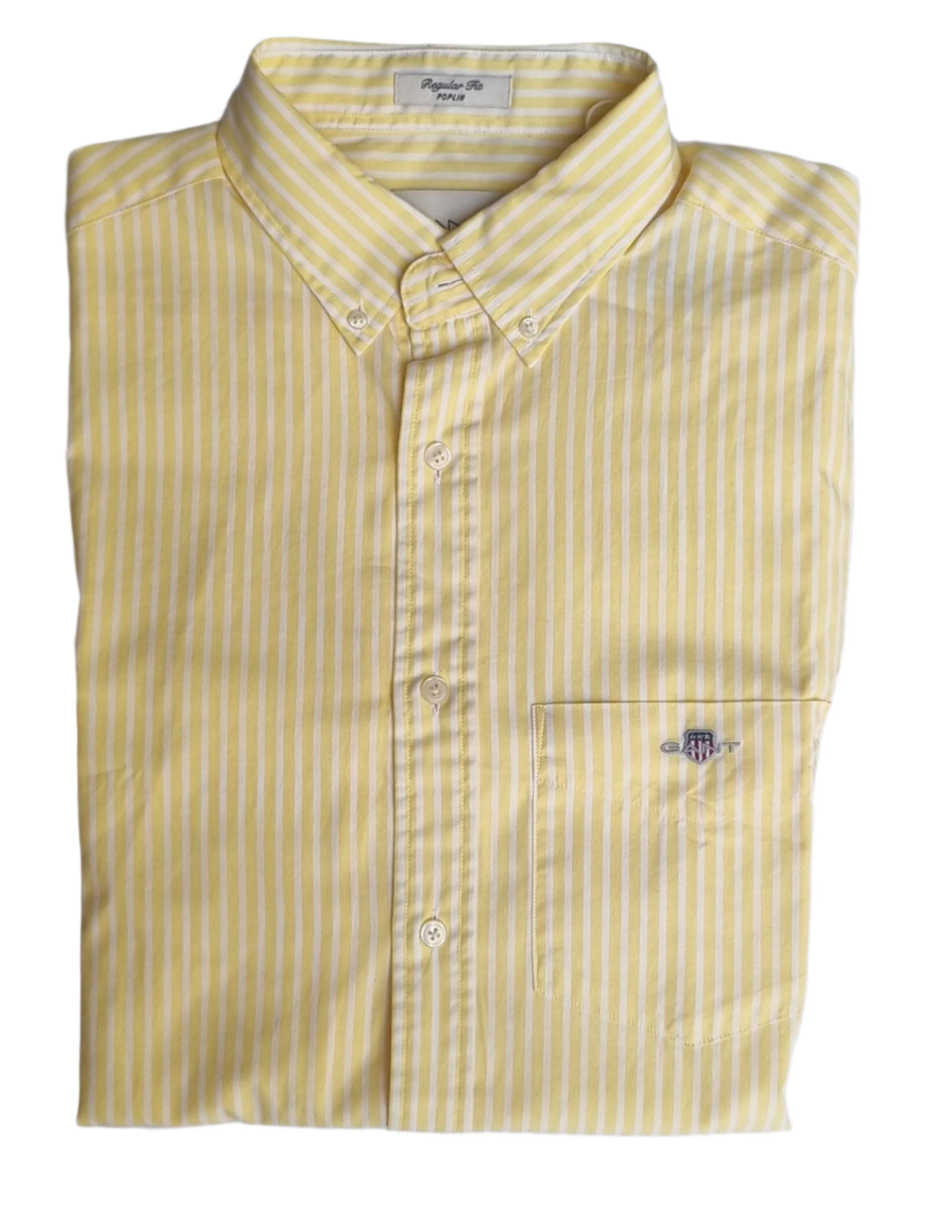 Yellow striped shirt on a light gray background