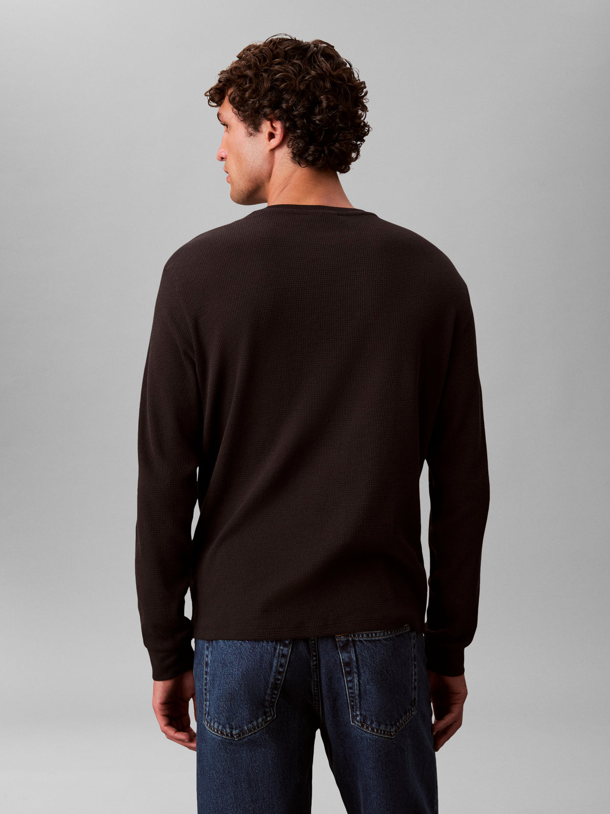 Long Sleeve Waffle T-Shirt Black