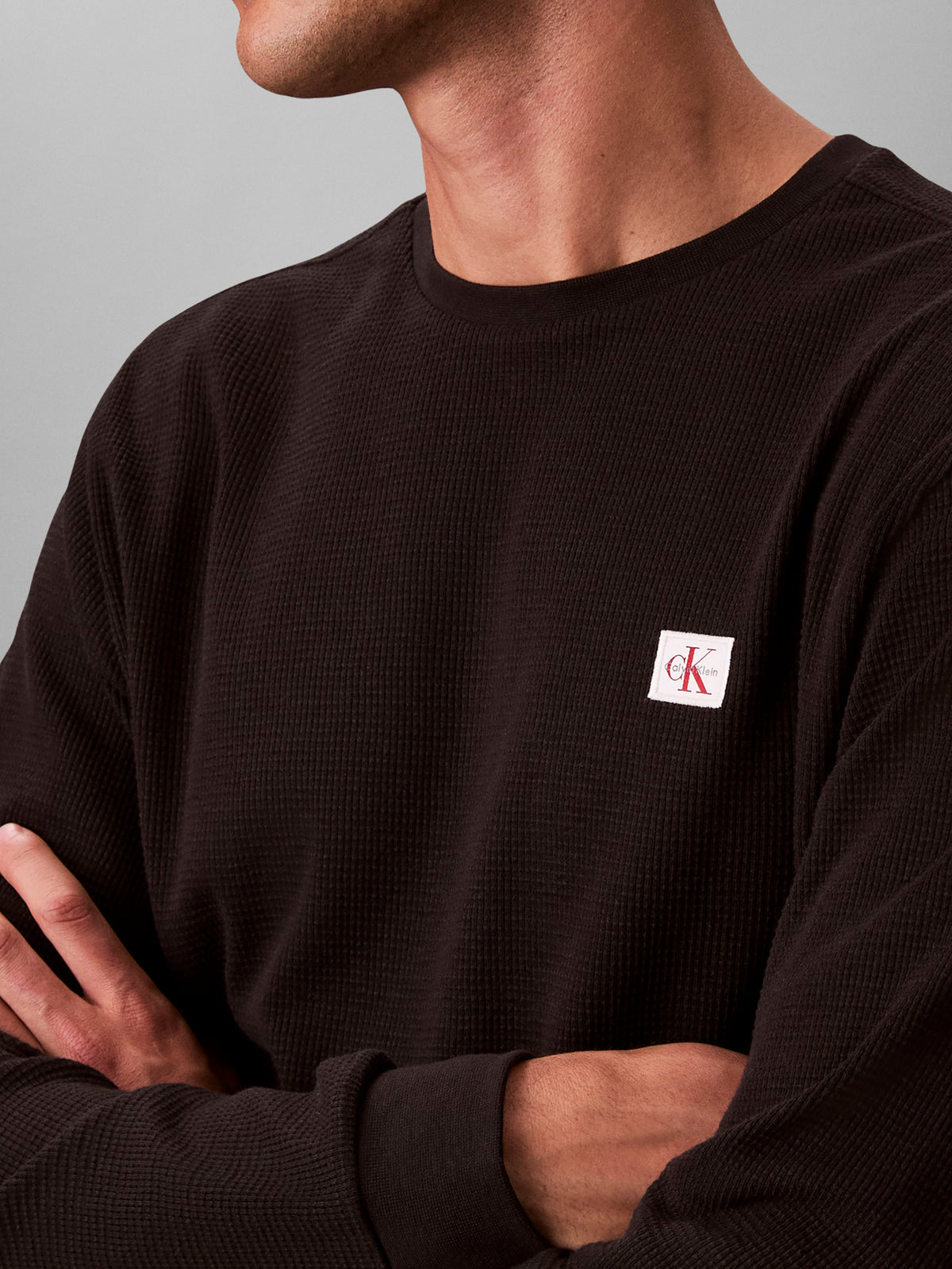 Long Sleeve Waffle T-Shirt Black