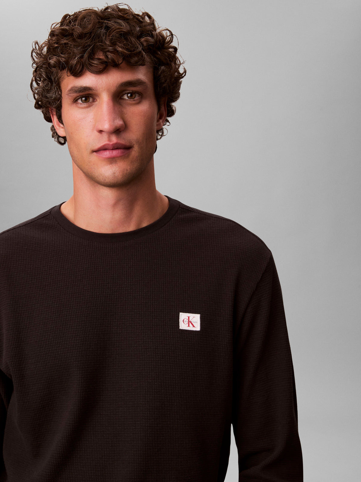 Long Sleeve Waffle T-Shirt Black