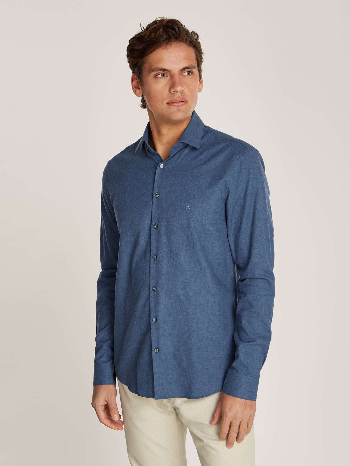 Calvin Klein Flannel Solid Slim Shirt.