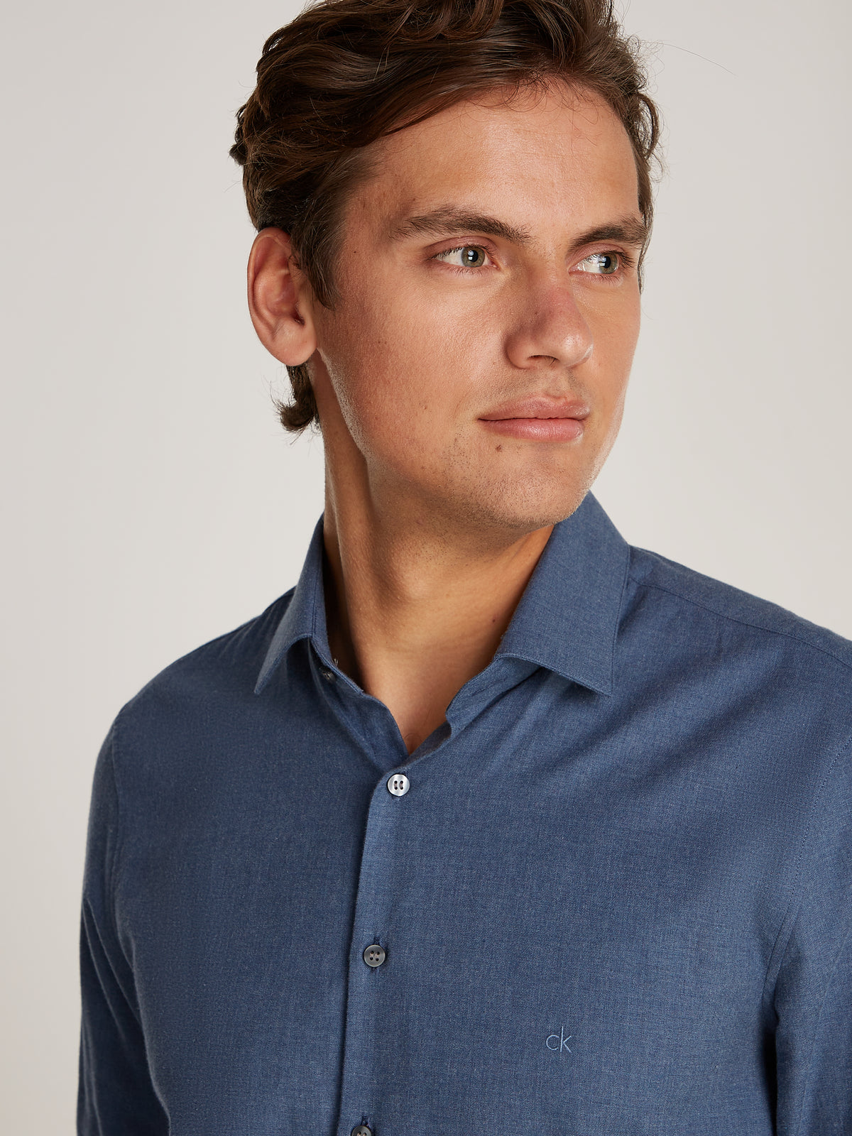 Calvin Klein Flannel Solid Slim Shirt.
