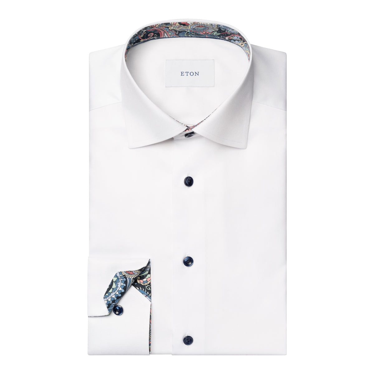 solid twill paisley trim dark button