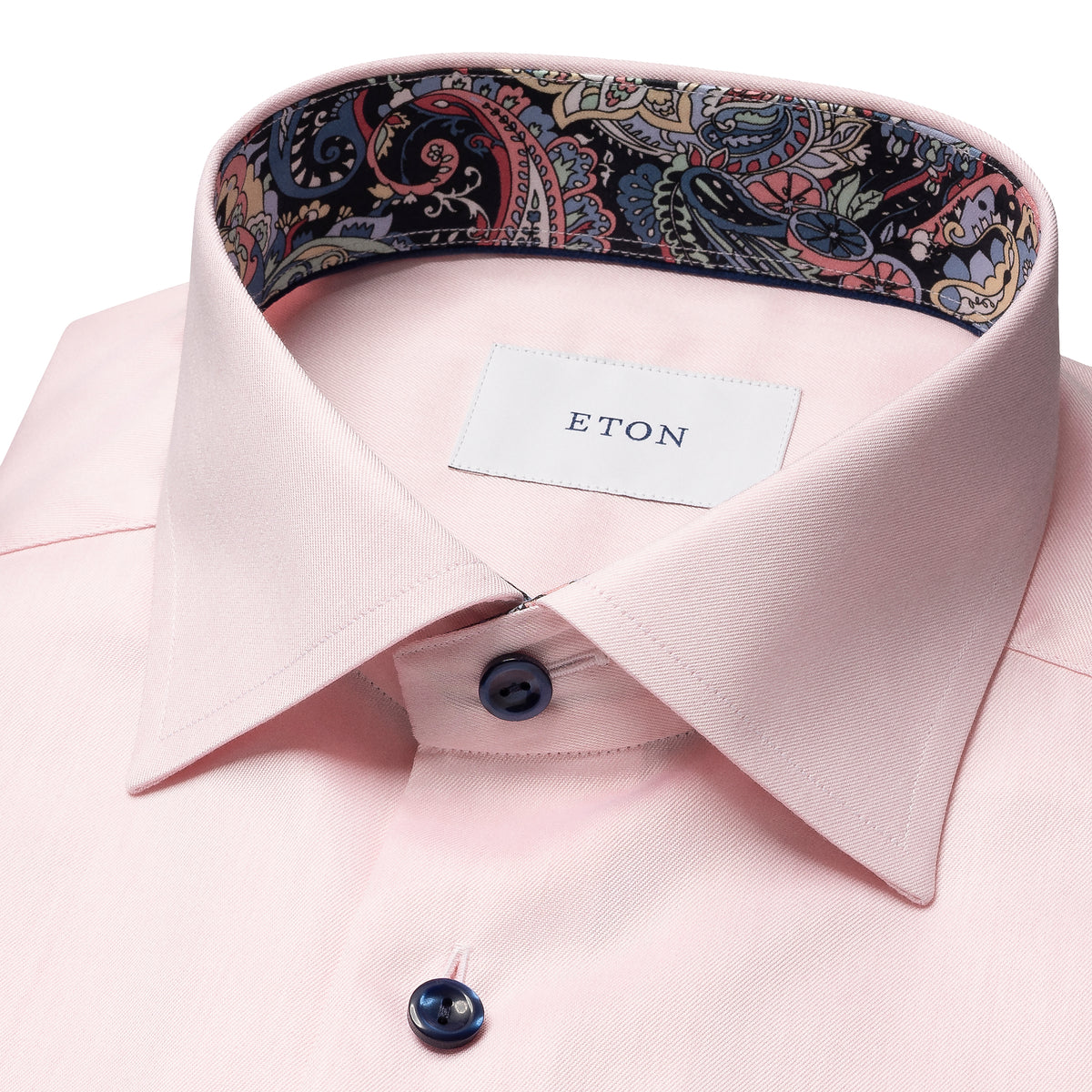 solid twill paisley trim dark button