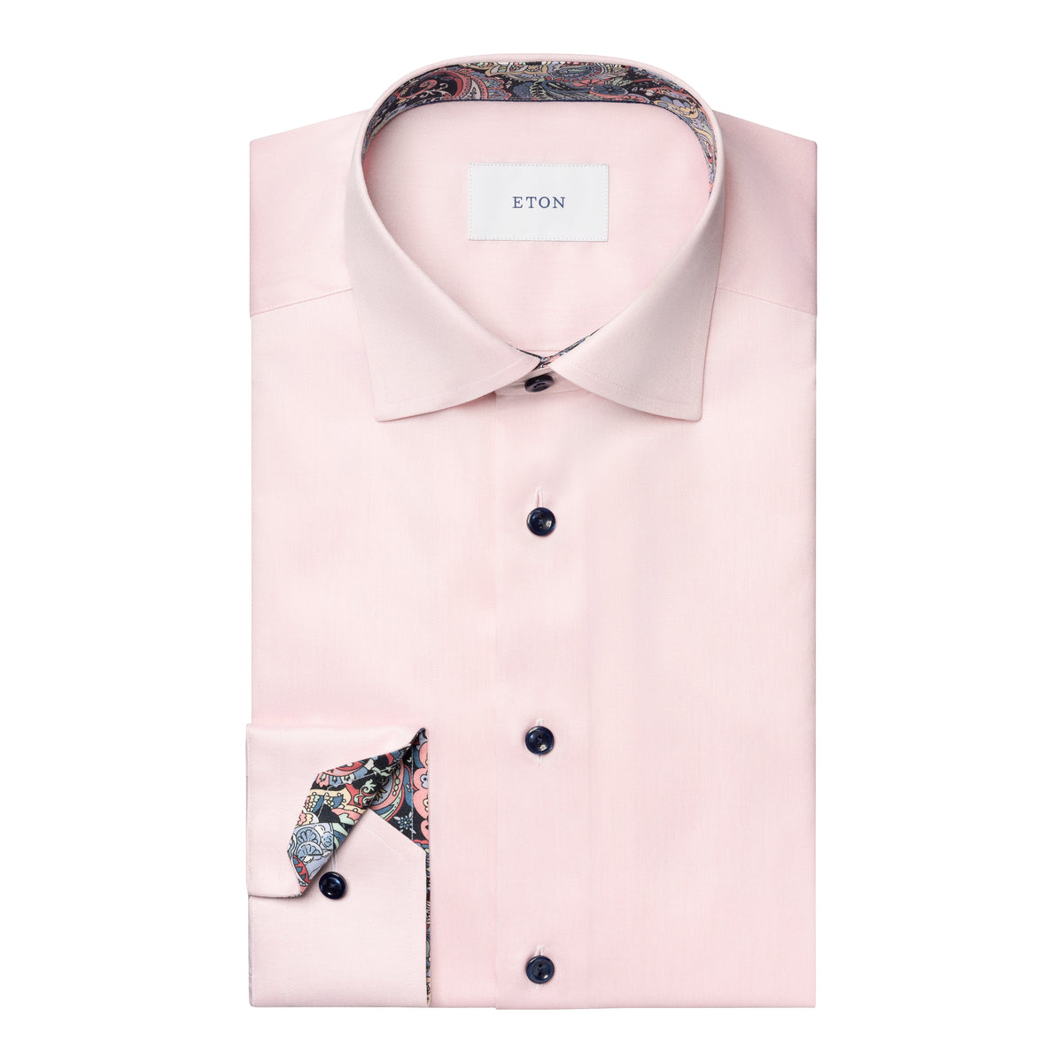 solid twill paisley trim dark button