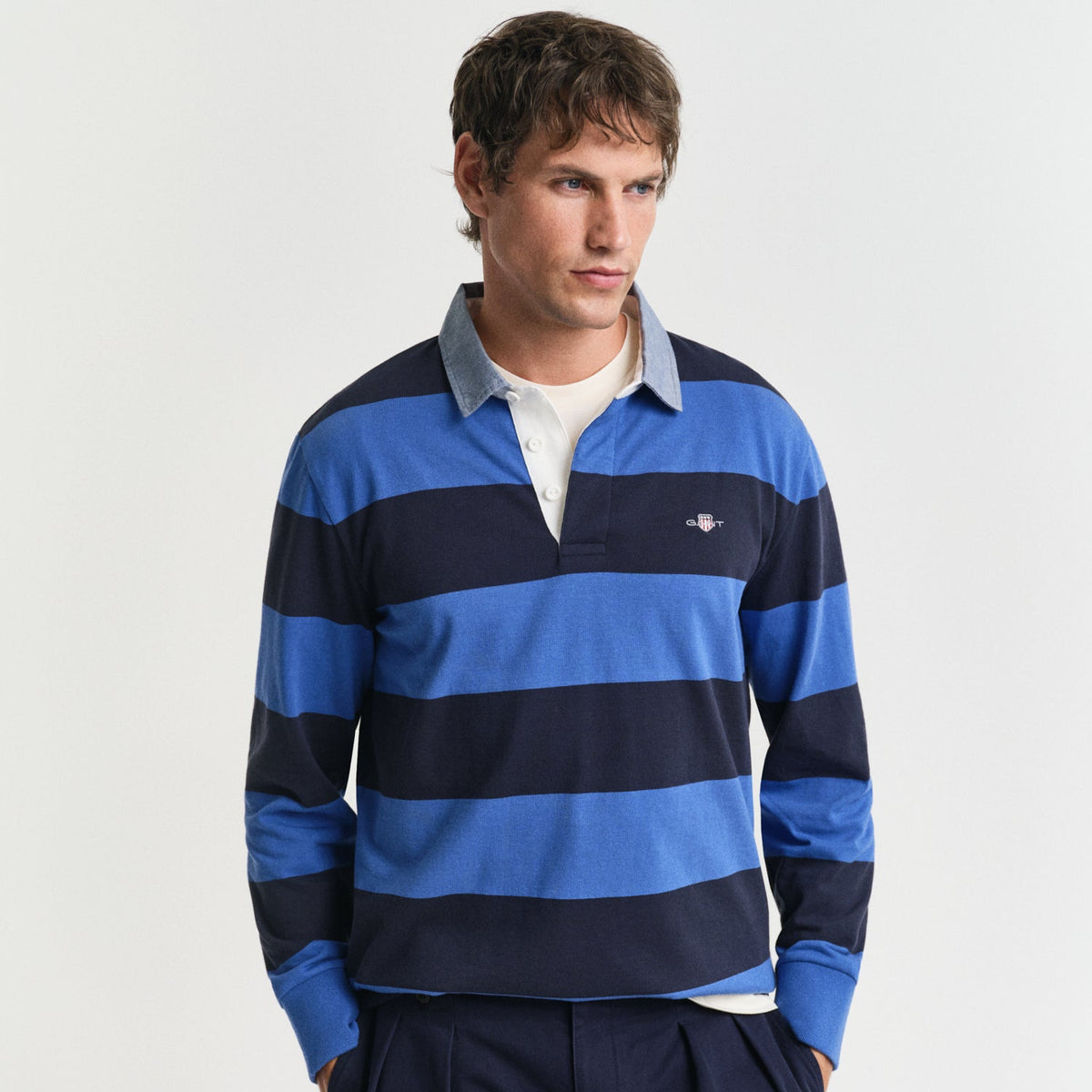 Men’s Gant Blue Chambray Stripe Heavy Rugger