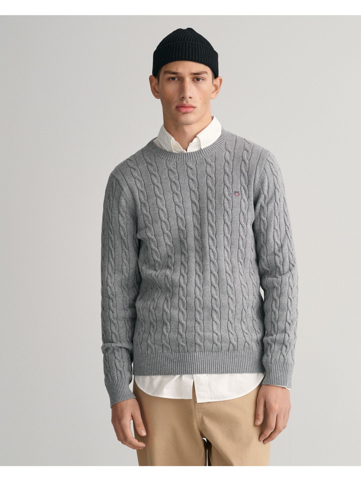 Cotton Cable Knit Crew Neck