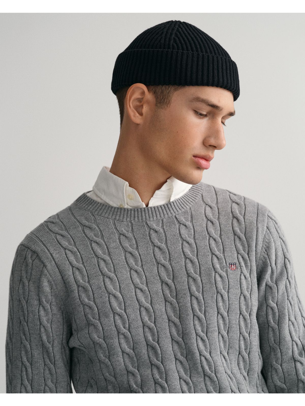 Cotton Cable Knit Crew Neck