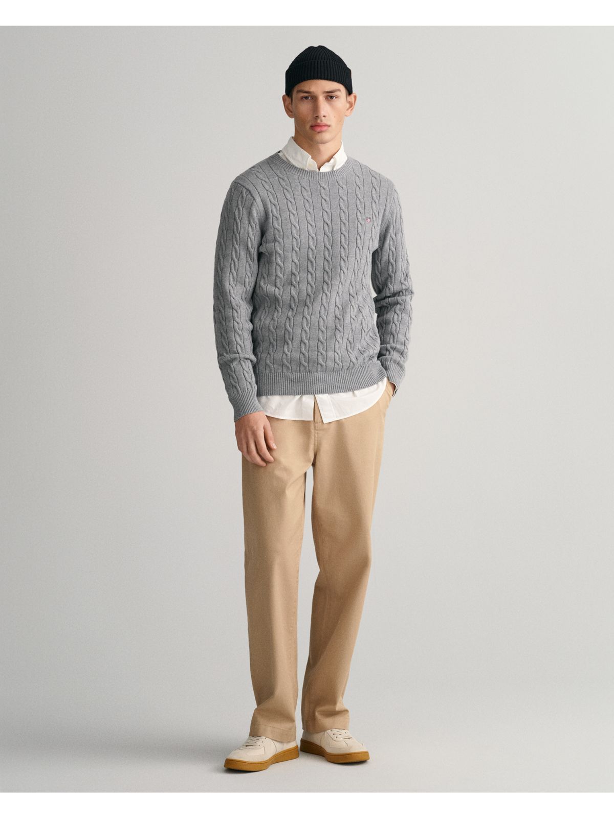 Cotton Cable Knit Crew Neck