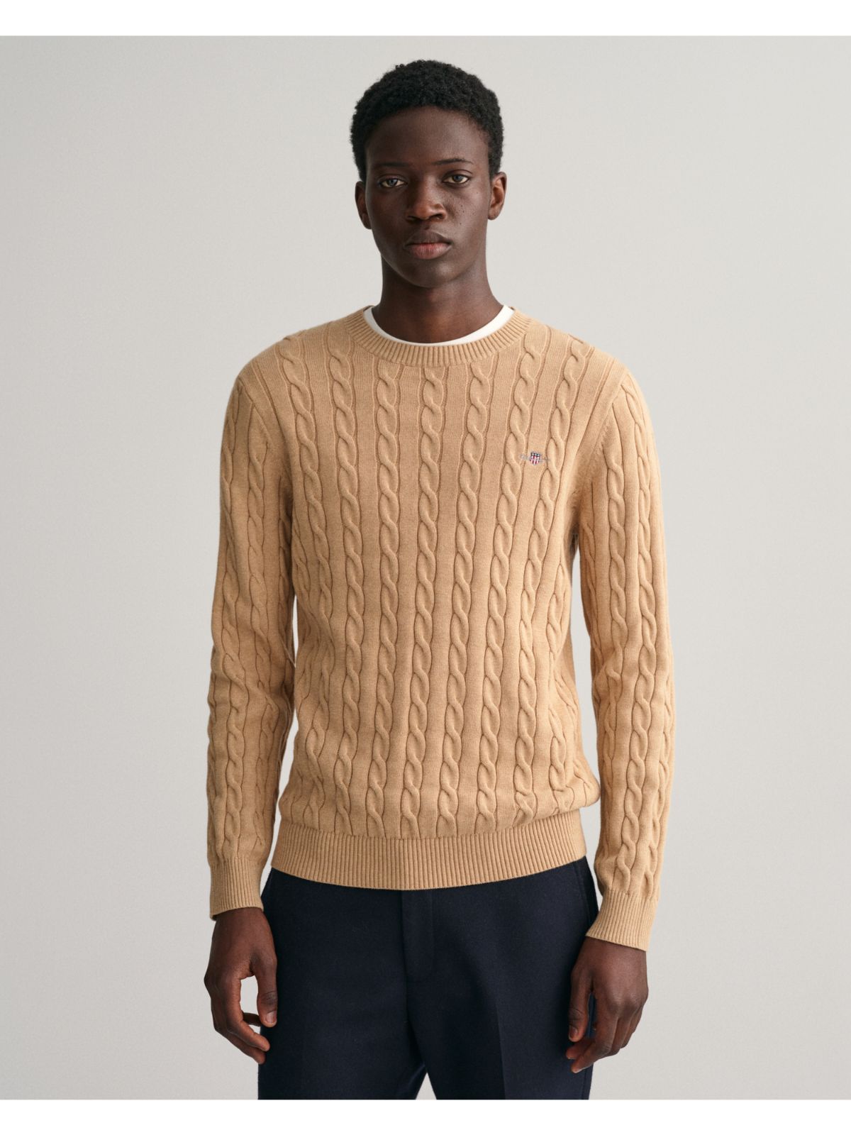 Cotton Cable Knit Crew Neck
