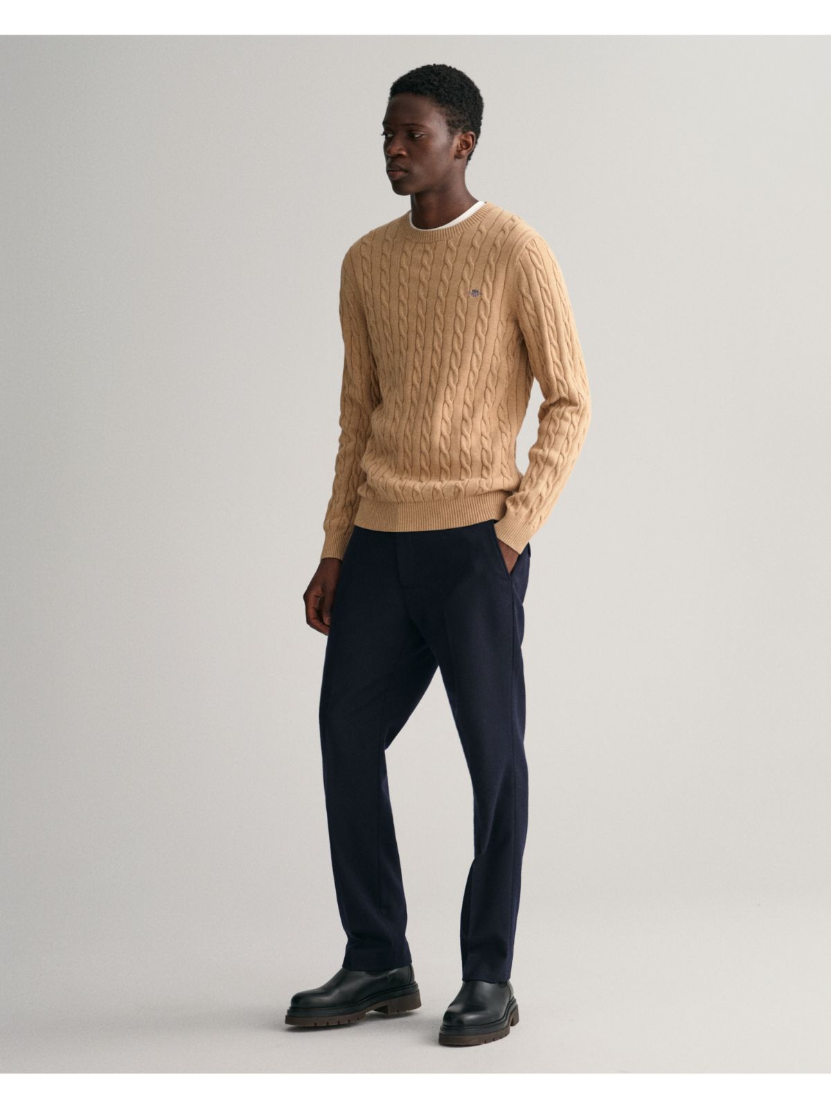 Cotton Cable Knit Crew Neck