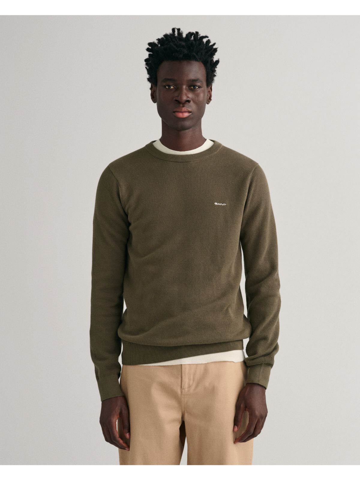 Cotton Pique Crew neck sweater