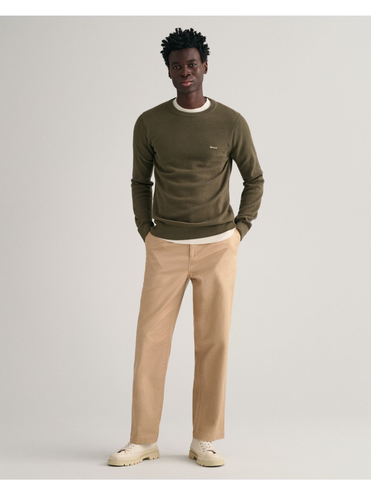 Cotton Pique Crew neck sweater