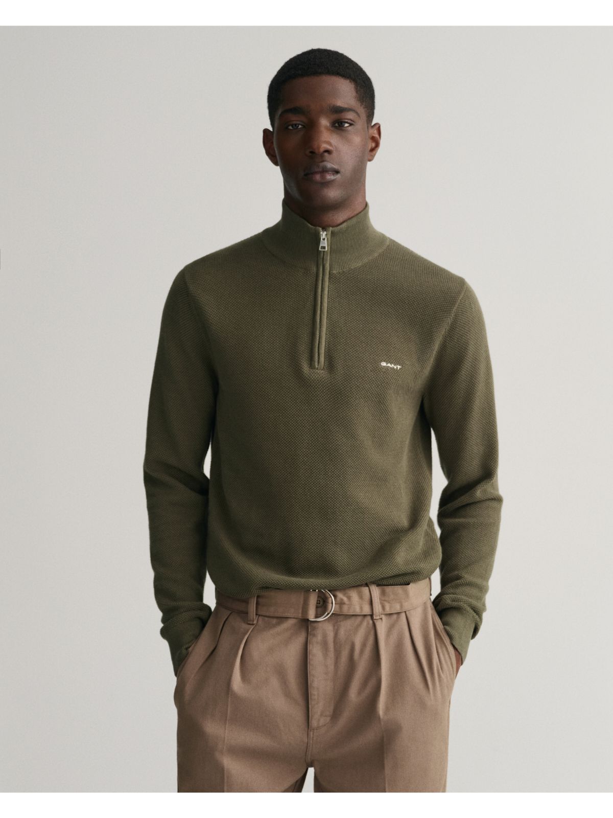 Cotton Pique Half Zip