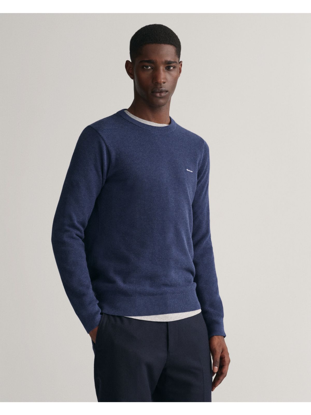 Cotton Pique Crew neck sweater