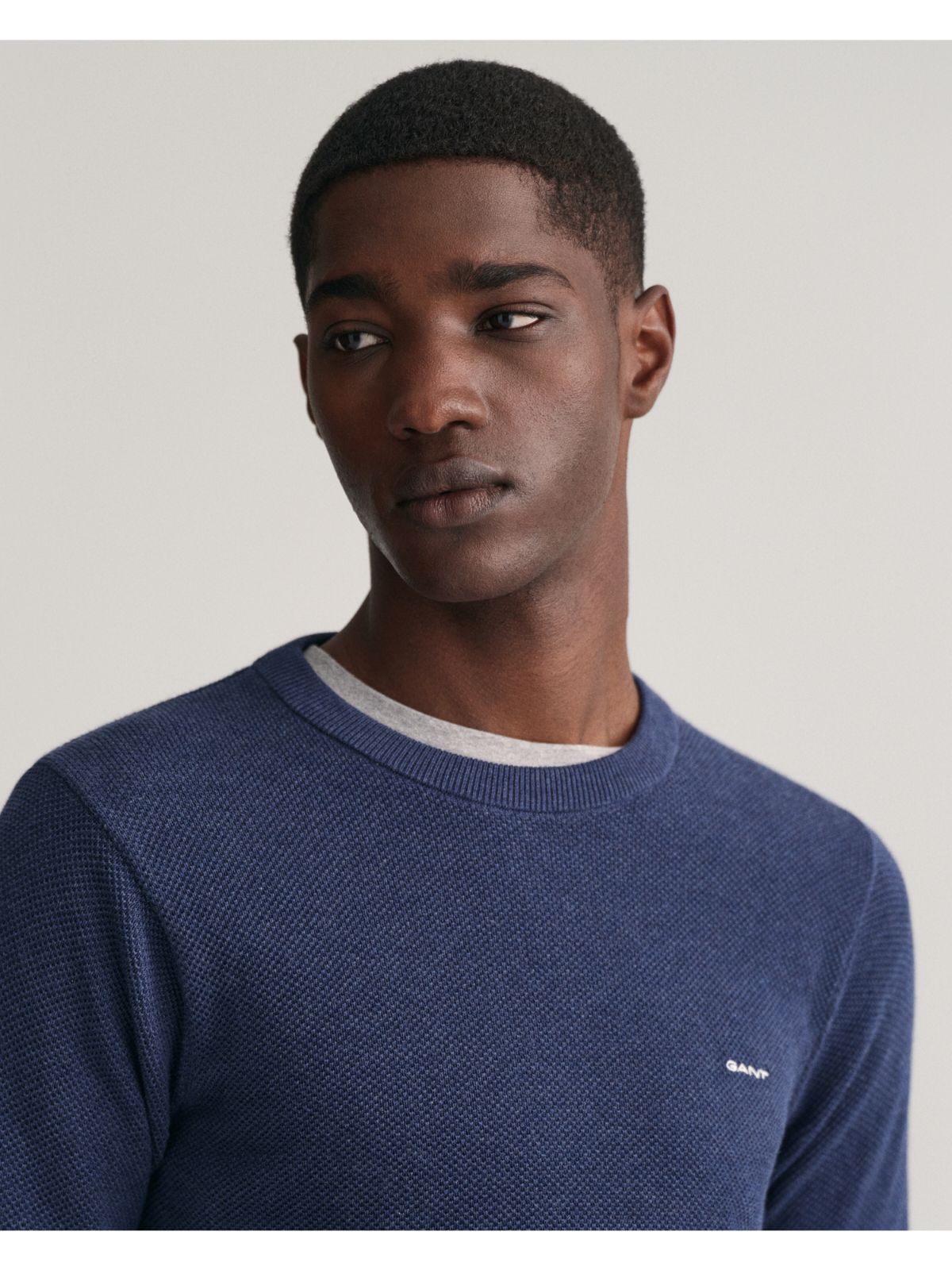 Cotton Pique Crew neck sweater