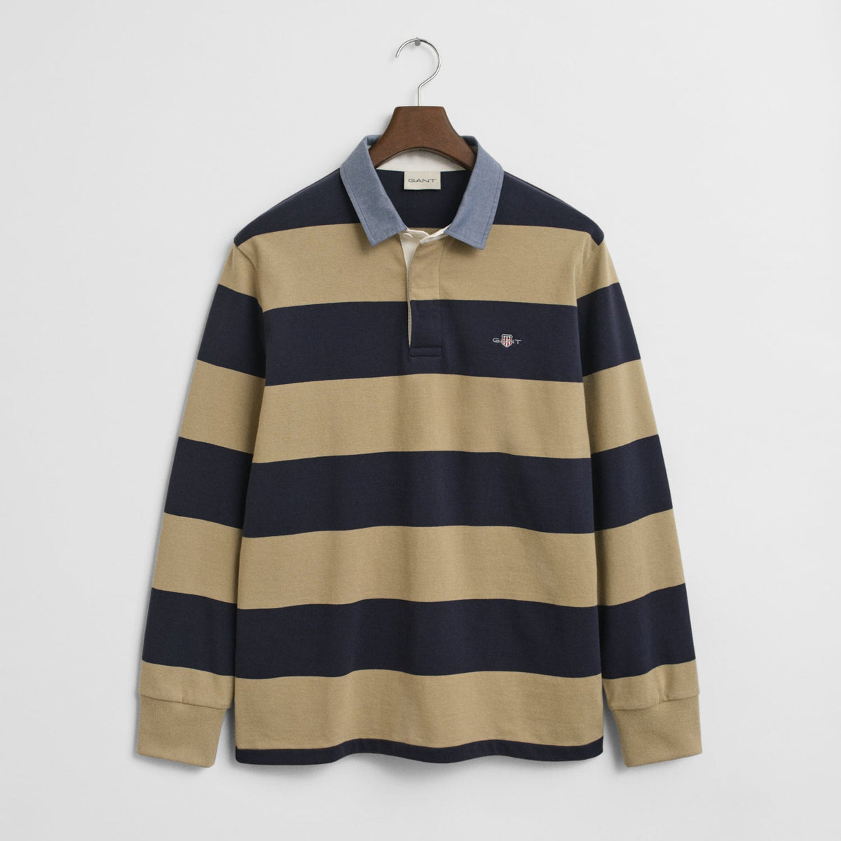 Men’s Gant Beige Chambray Stripe Heavy Rugger