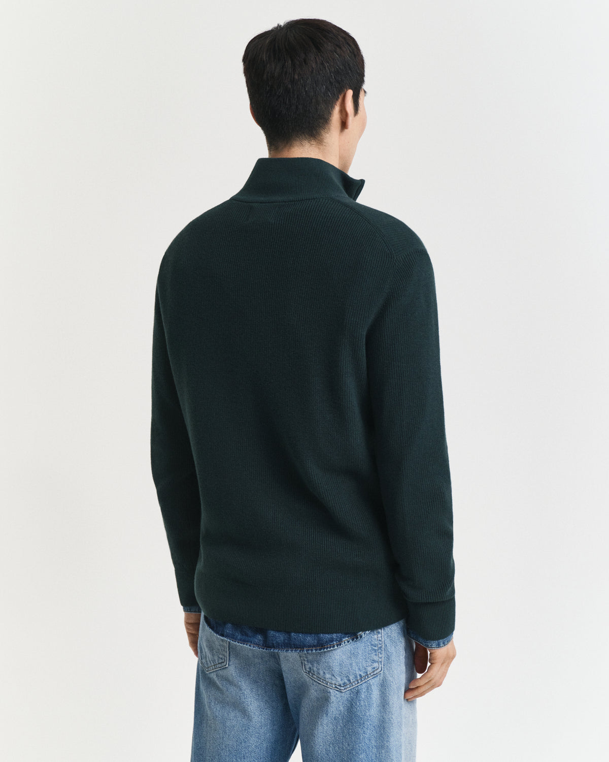 Gant Ribbed Cotton Merino Wool Half-Zip Sweater