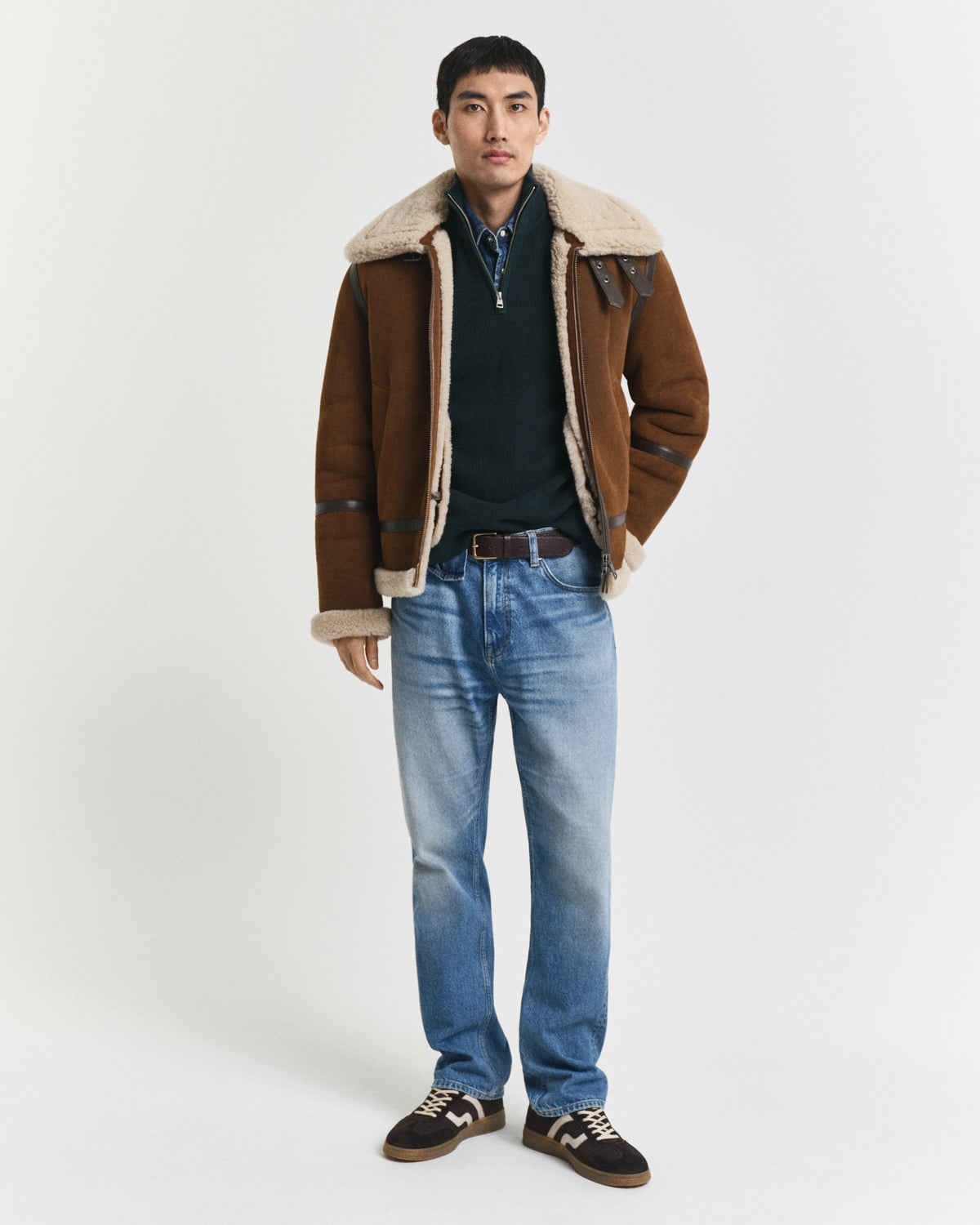 Gant Ribbed Cotton Merino Wool Half-Zip Sweater