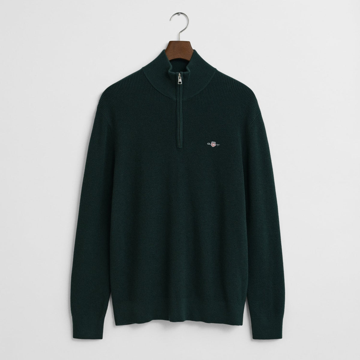 Gant Ribbed Cotton Merino Wool Half-Zip Sweater