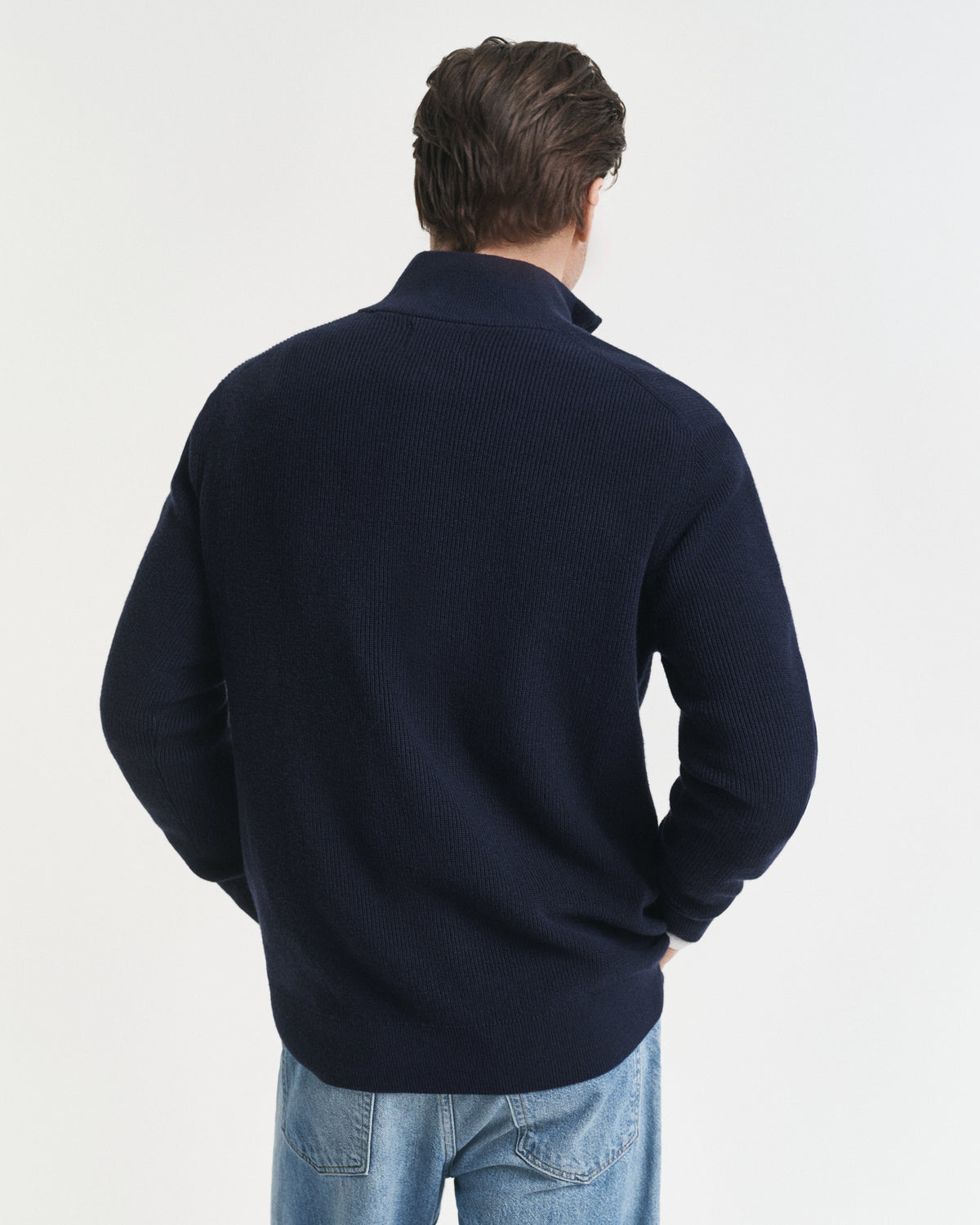 Gant Ribbed Cotton Merino Wool Half-Zip Sweater