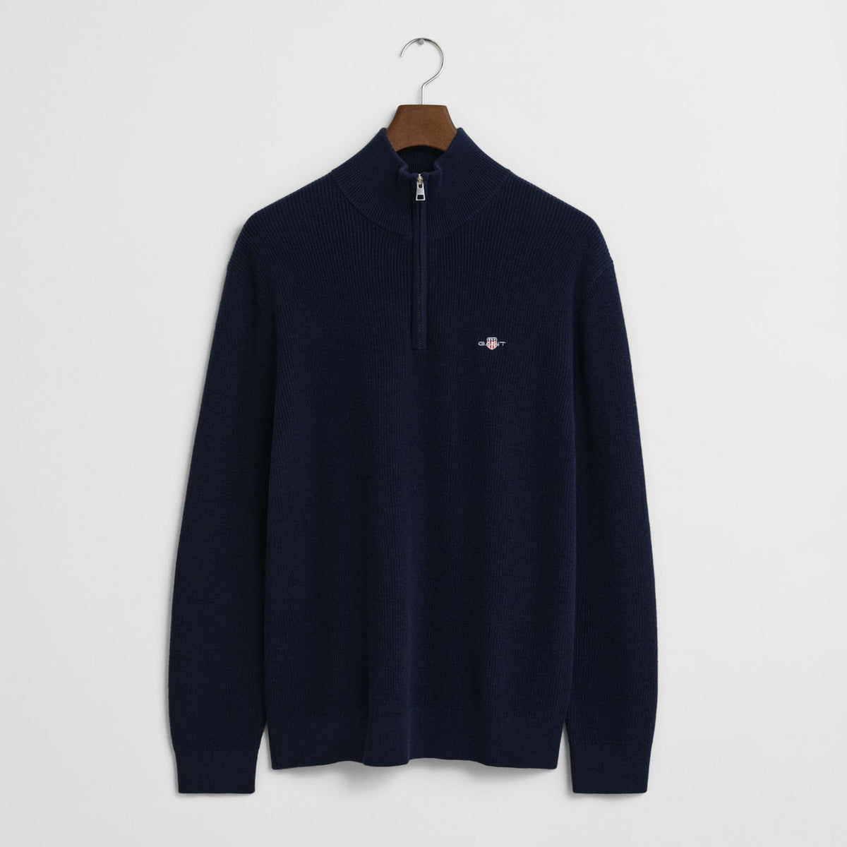 Gant Ribbed Cotton Merino Wool Half-Zip Sweater