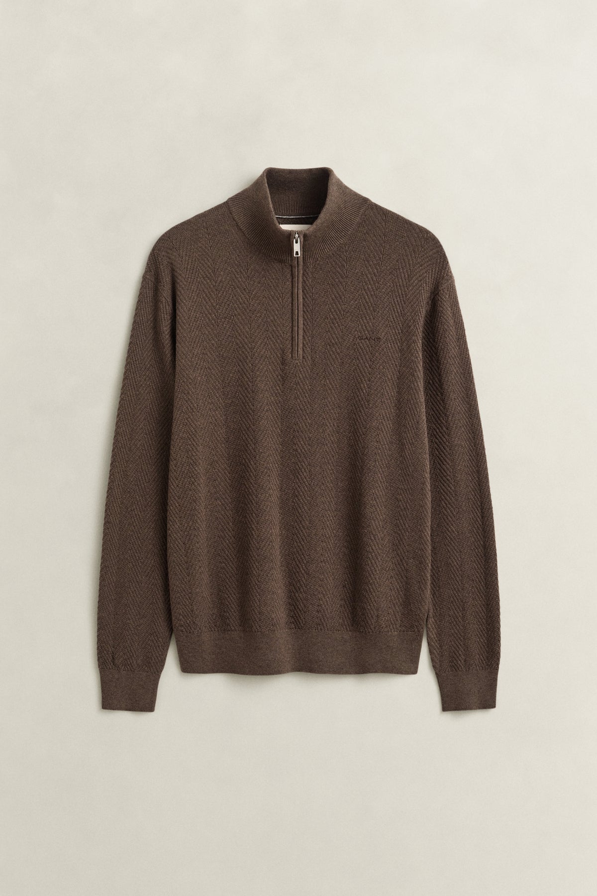 herringbone textured half zip