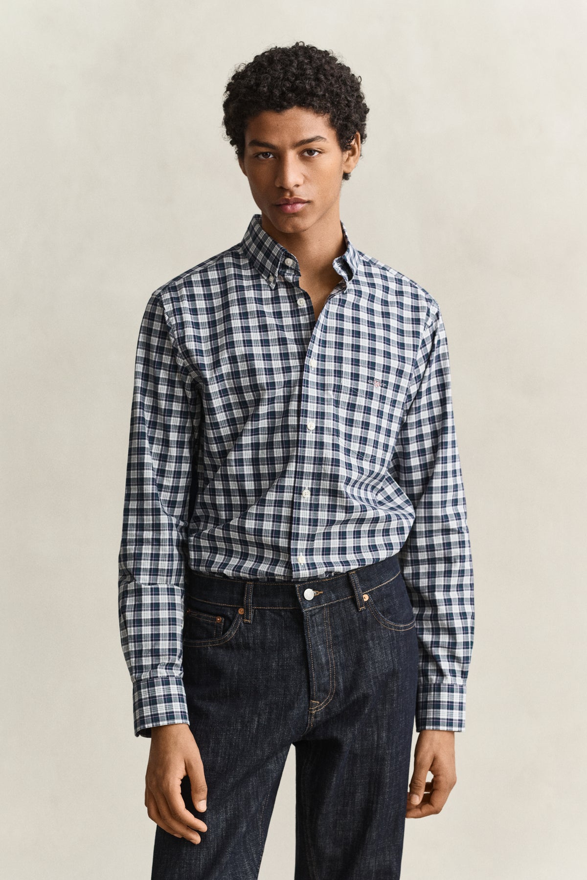 poplin check shirt
