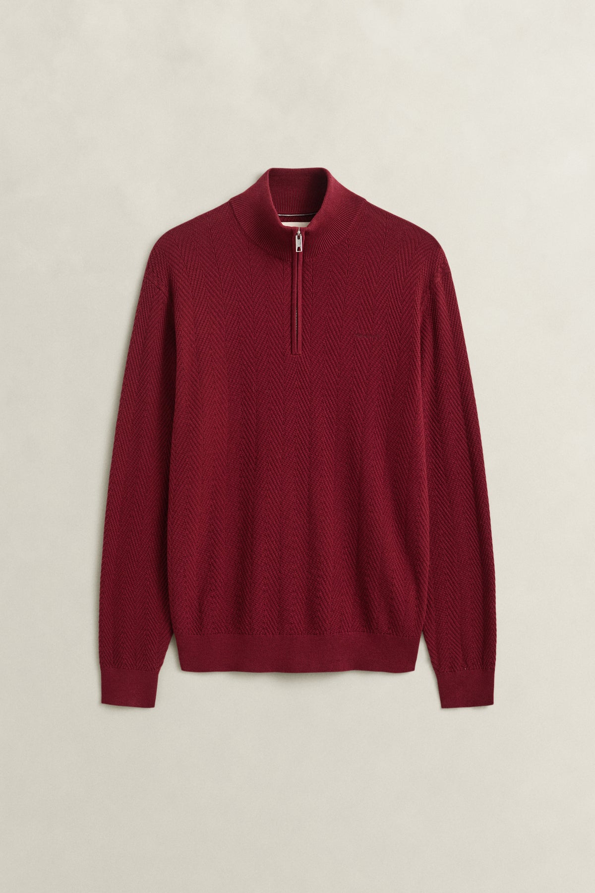 herringbone textured half zip