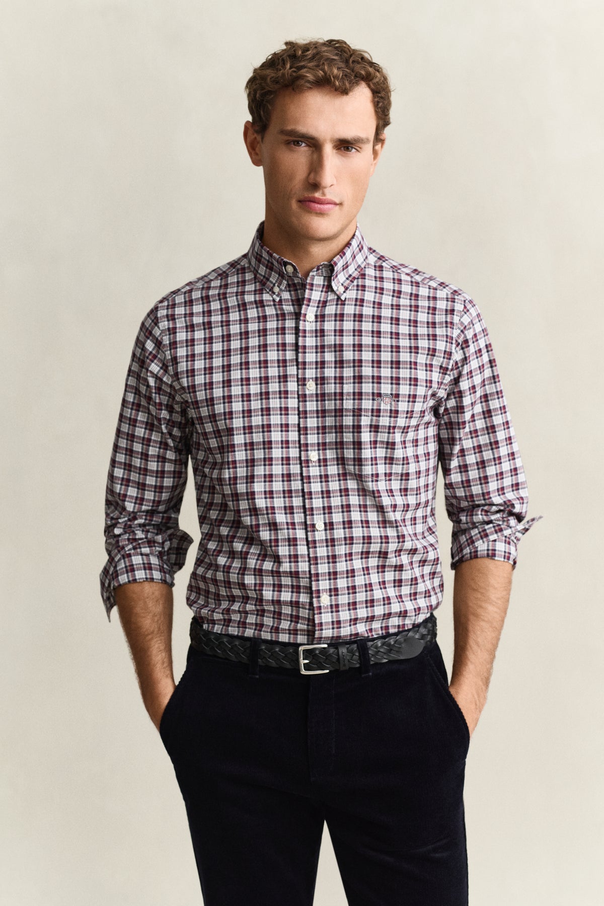 poplin check shirt