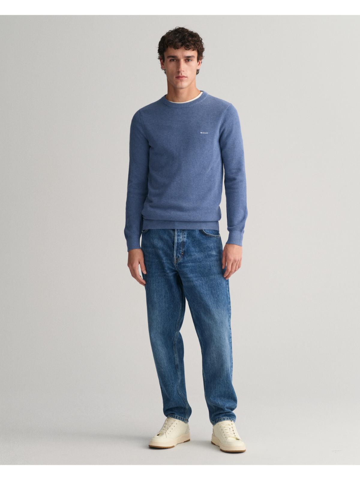 Cotton Pique Crew neck sweater