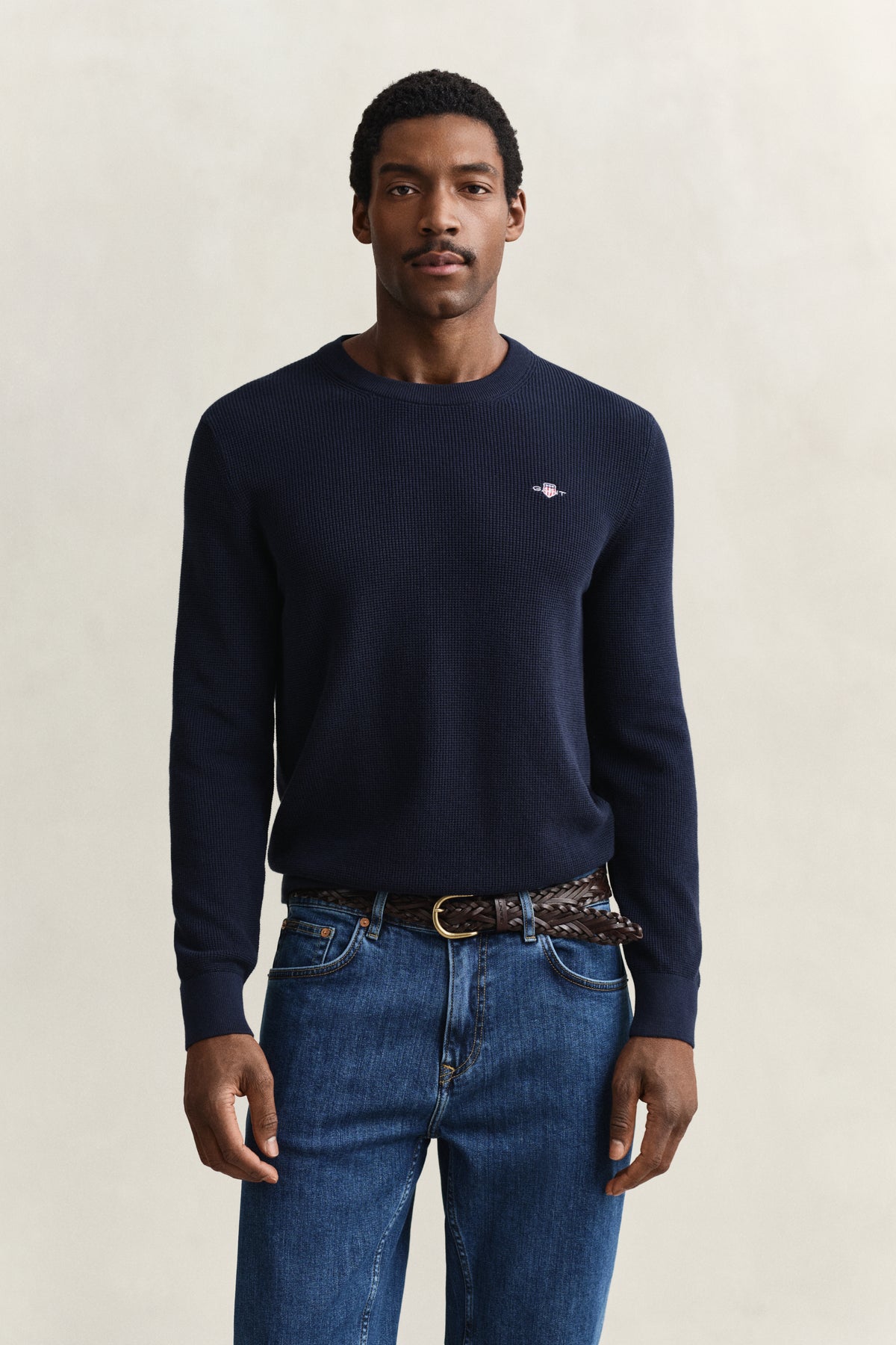 GANT Textured Cotton Crew Neck Sweater