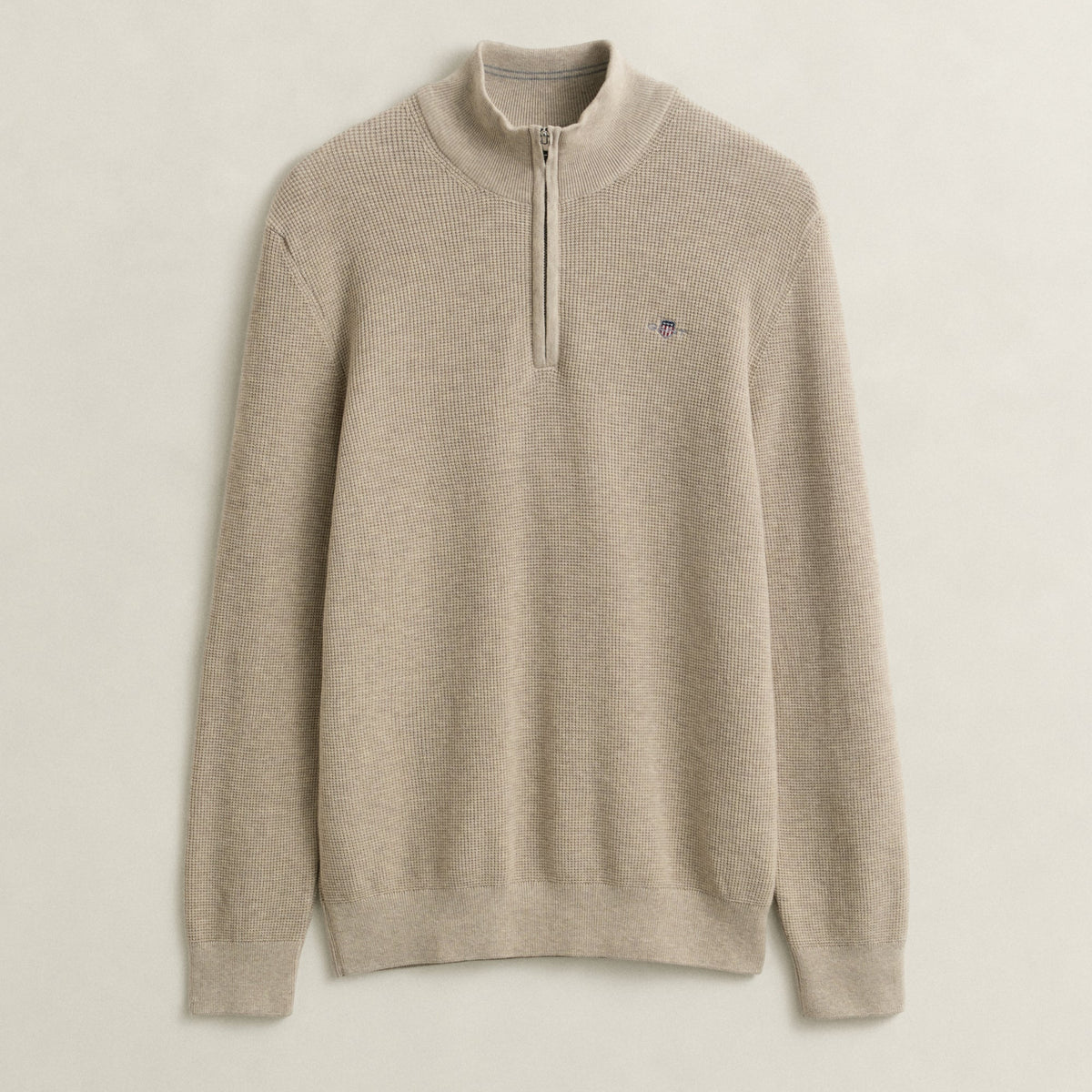 Textured Cotton Half-Zip Sweater