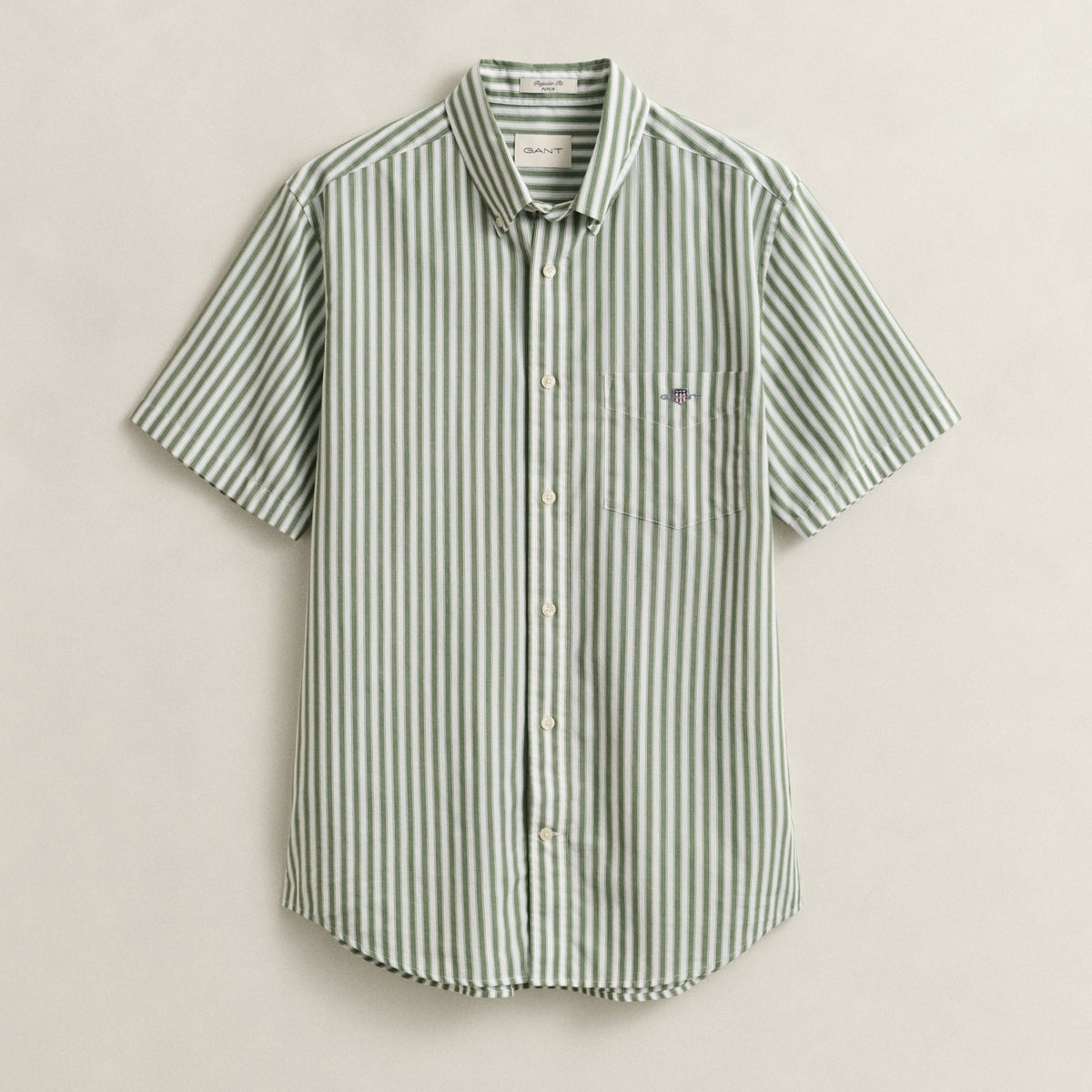 Regular Fit Striped Poplin Short Sleeve Shirt
