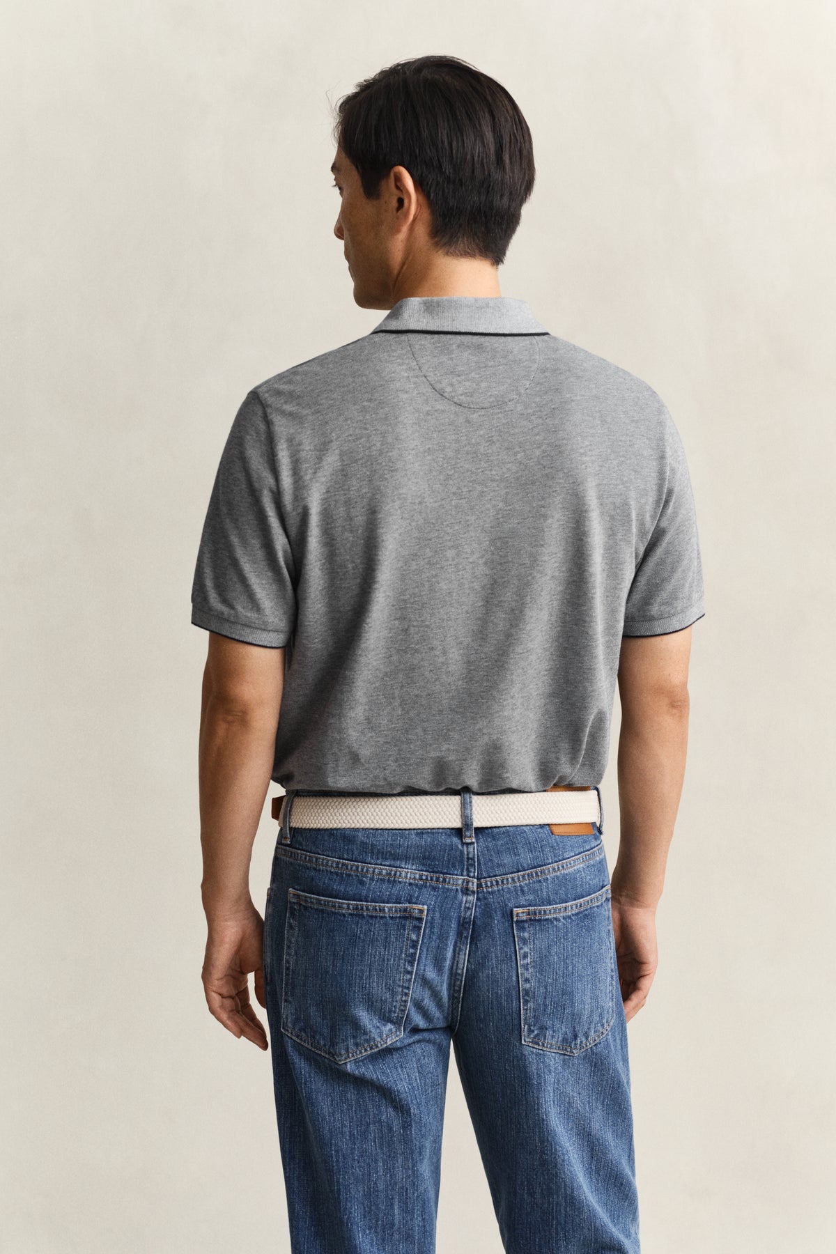 two tone short sleeve polo