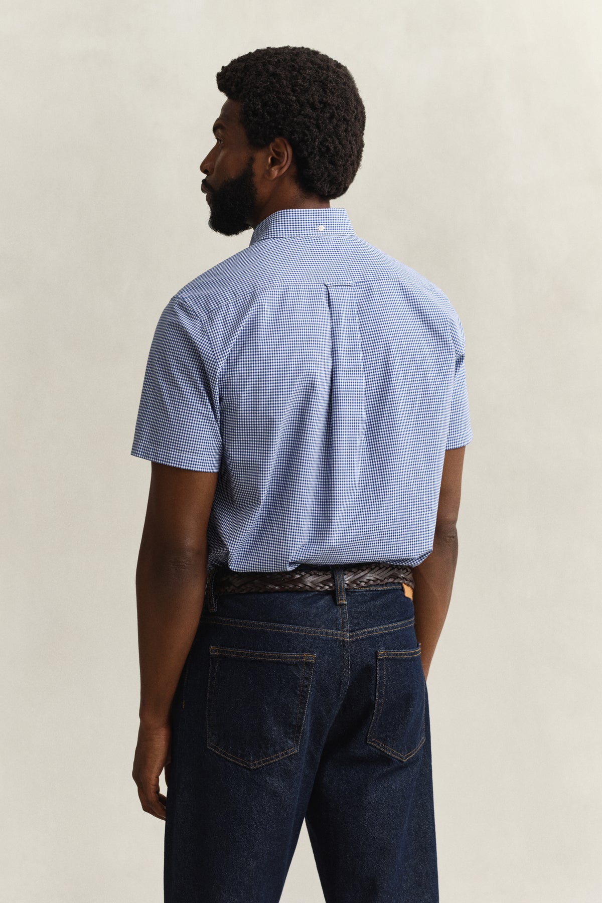 Regular Fit Gingham Poplin Short Sleeve Shirt