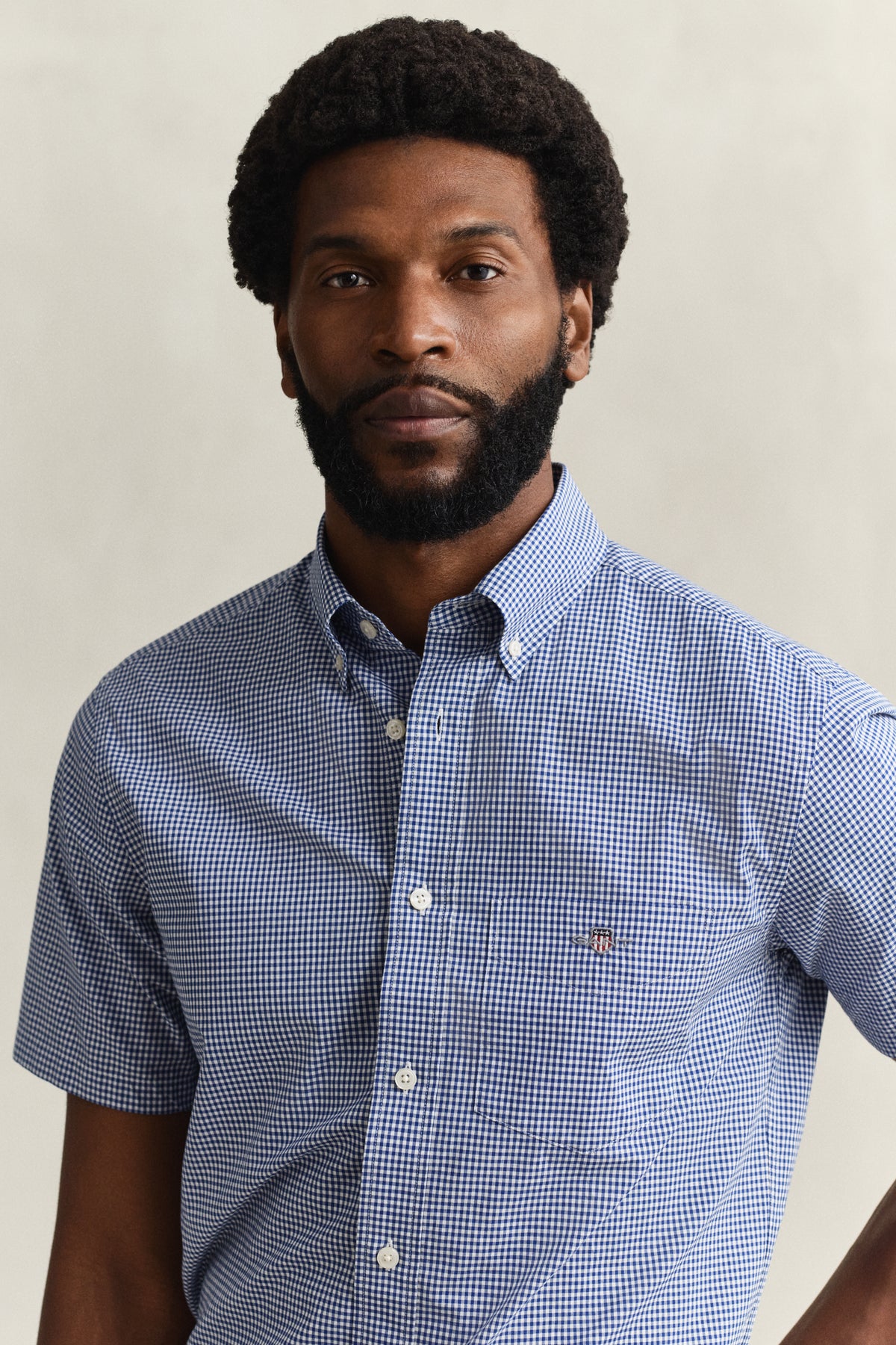 Regular Fit Gingham Poplin Short Sleeve Shirt