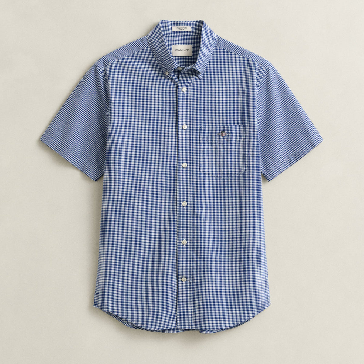 Regular Fit Gingham Poplin Short Sleeve Shirt