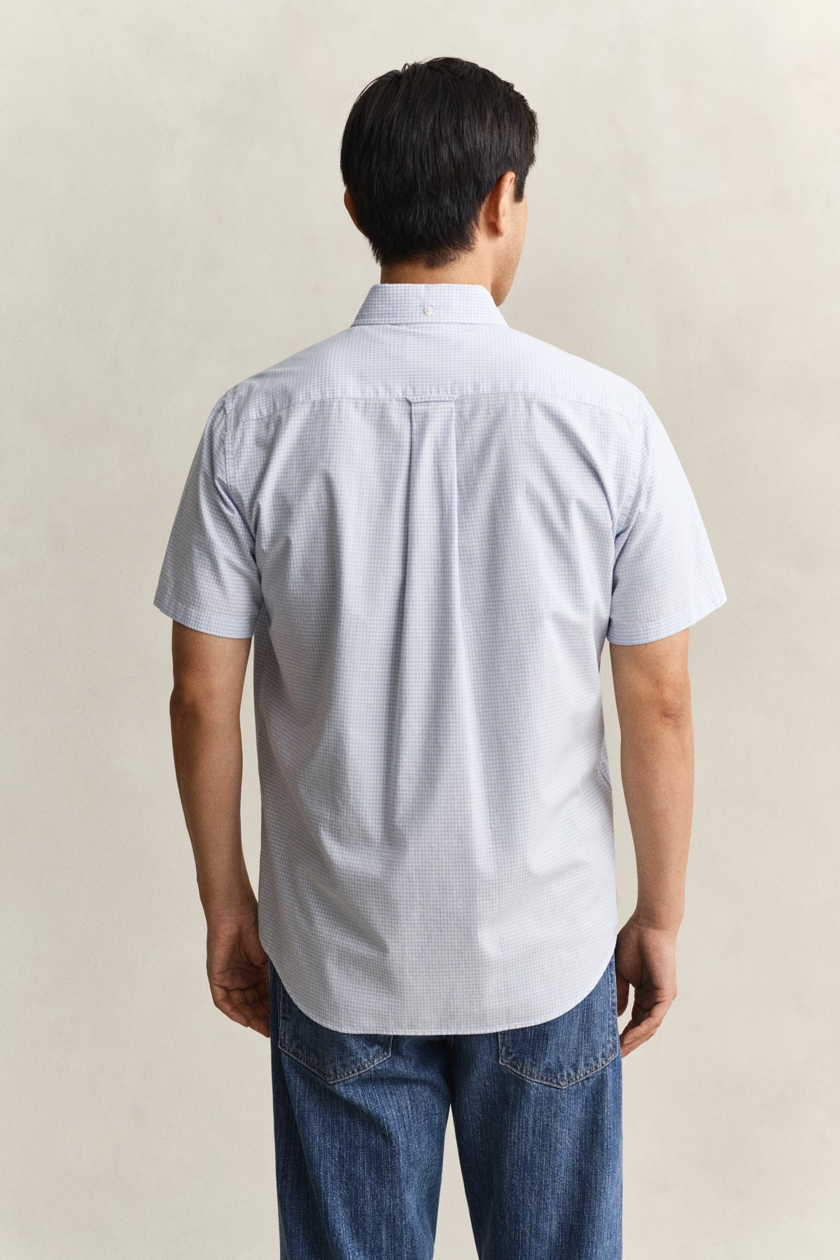 Regular Fit Gingham Poplin Short Sleeve Shirt