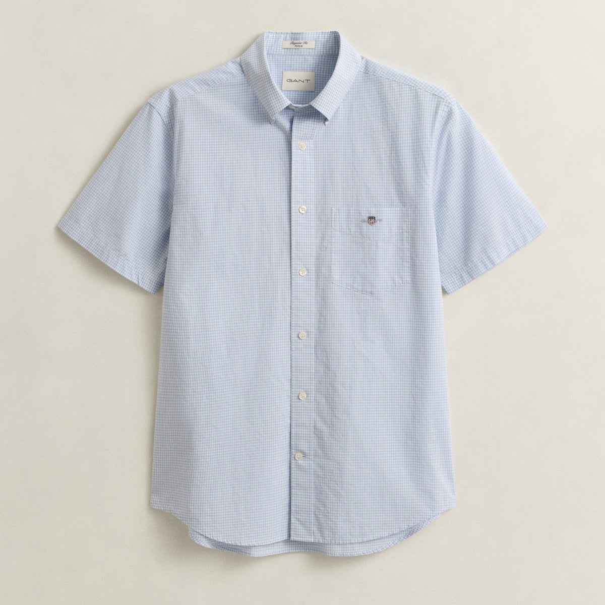 Regular Fit Gingham Poplin Short Sleeve Shirt