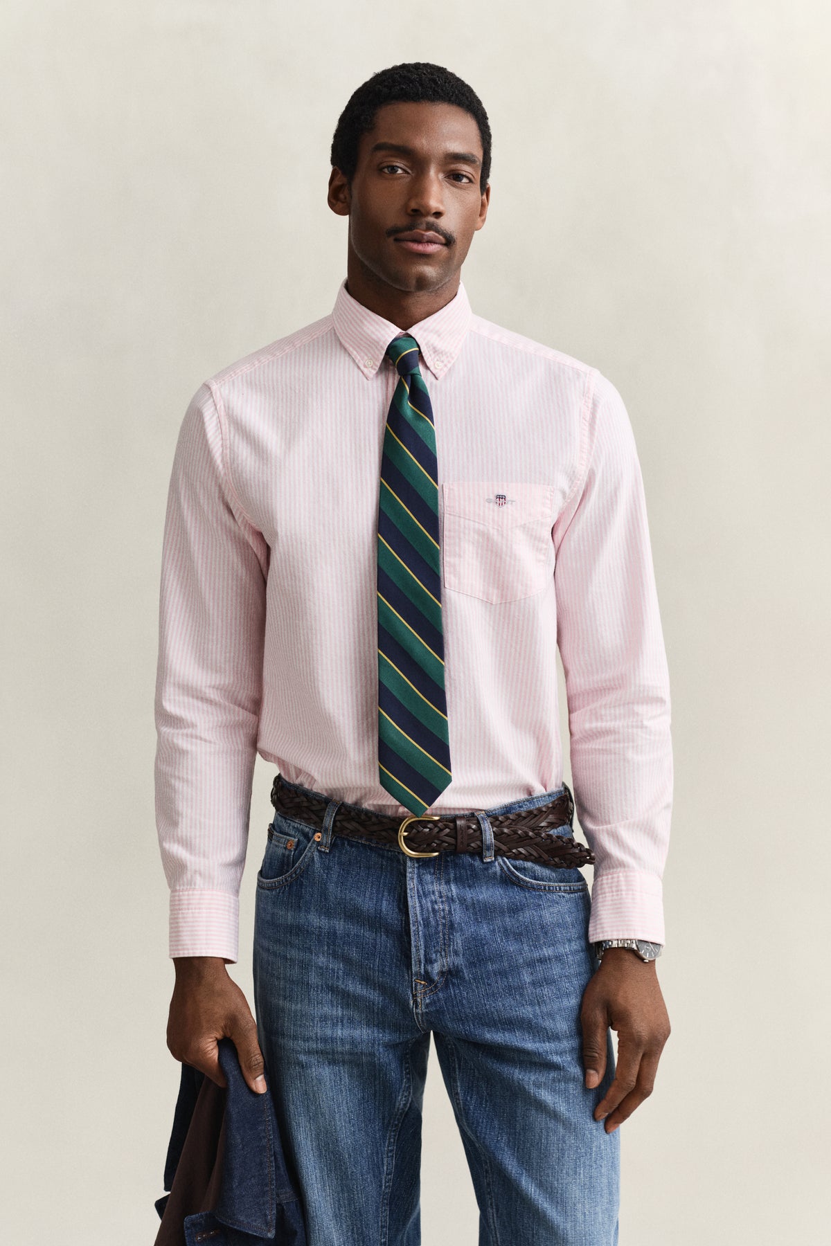 Regular Fit Banker Stripe Oxford Shirt