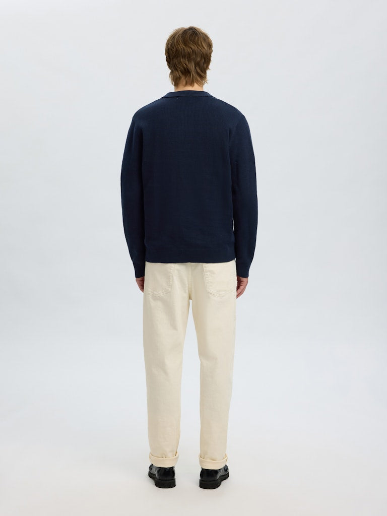 Selected Homme Knit Polo Shirt in Navy