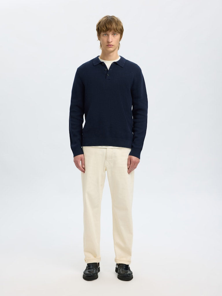 Selected Homme Knit Polo Shirt in Navy