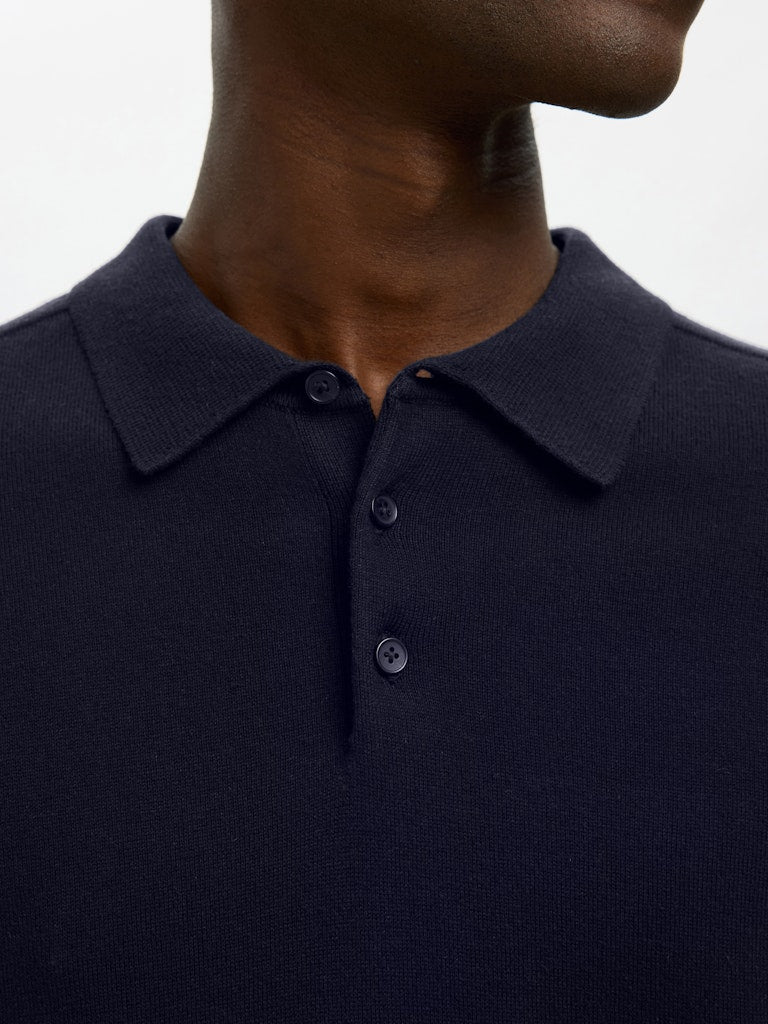 Selected Homme Knitted Polo Neck in Navy