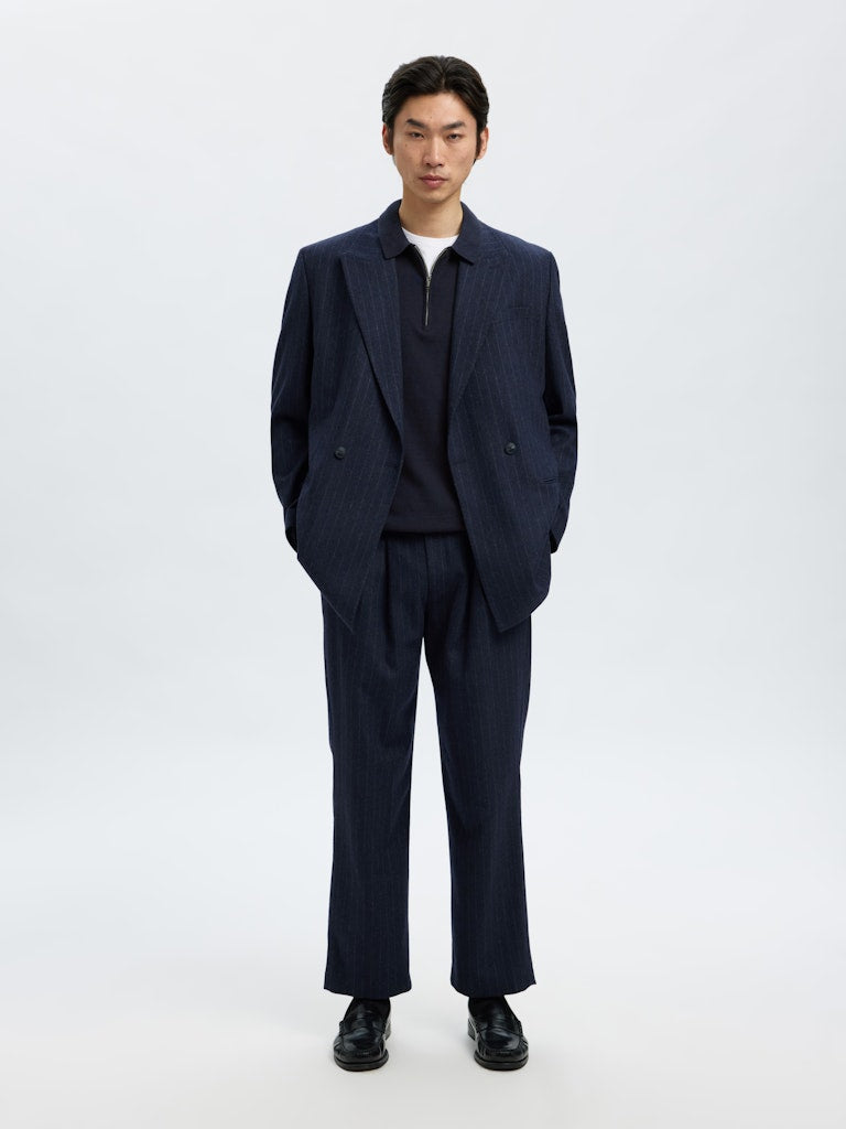 Selected Homme Knitted Polo Half-Zip Sweater in Navy