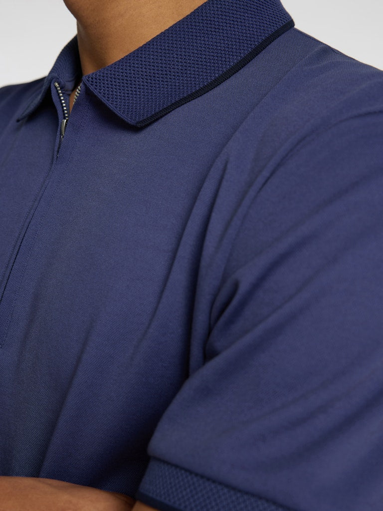 Selected Homme Quarter-Zip Polo Shirt Navy