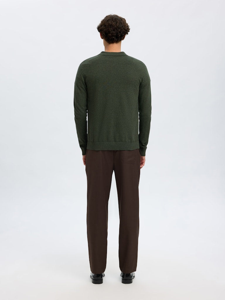 Selected Homme Knitted Polo Half-Zip Sweater in Forrest