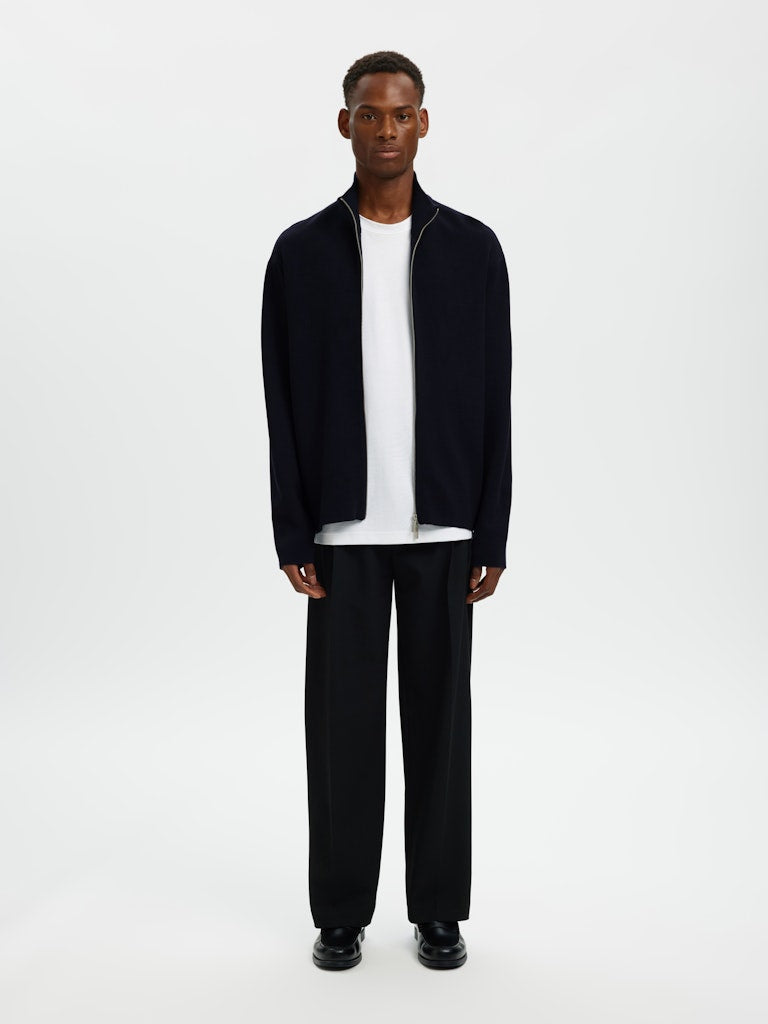 Selected Homme Polo Zip Cardigan in Navy