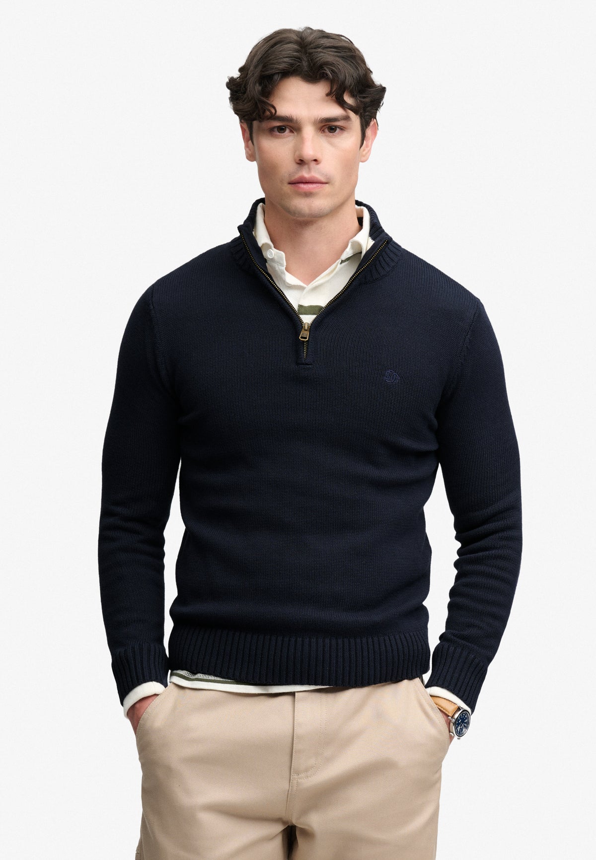 cotton half zip knit